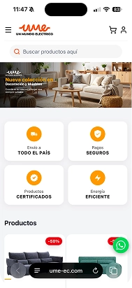 Tienda en línea de Ume en móvil